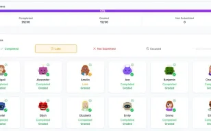 Morning homework check-in with class progress