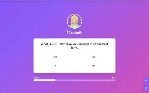 Student answering a fractions exit ticket question on the classroom screen
