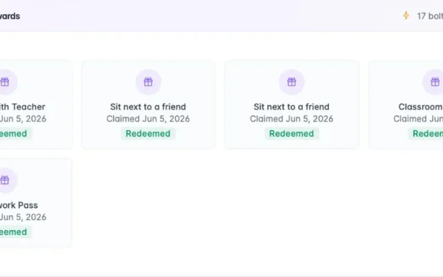 Claimed rewards showing class points spent at the reward store