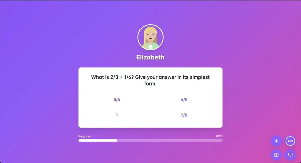Student answering an exit ticket on Classroom Screen